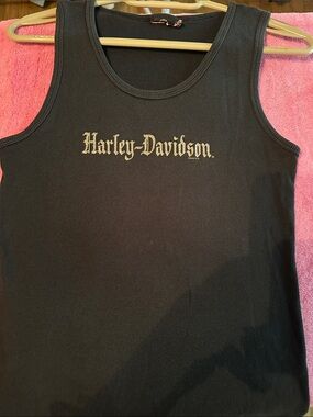 Harley-Davidson Black Tank with Gold Script Logo